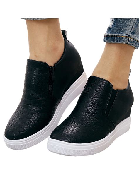 platform wedge slip on sneakers.